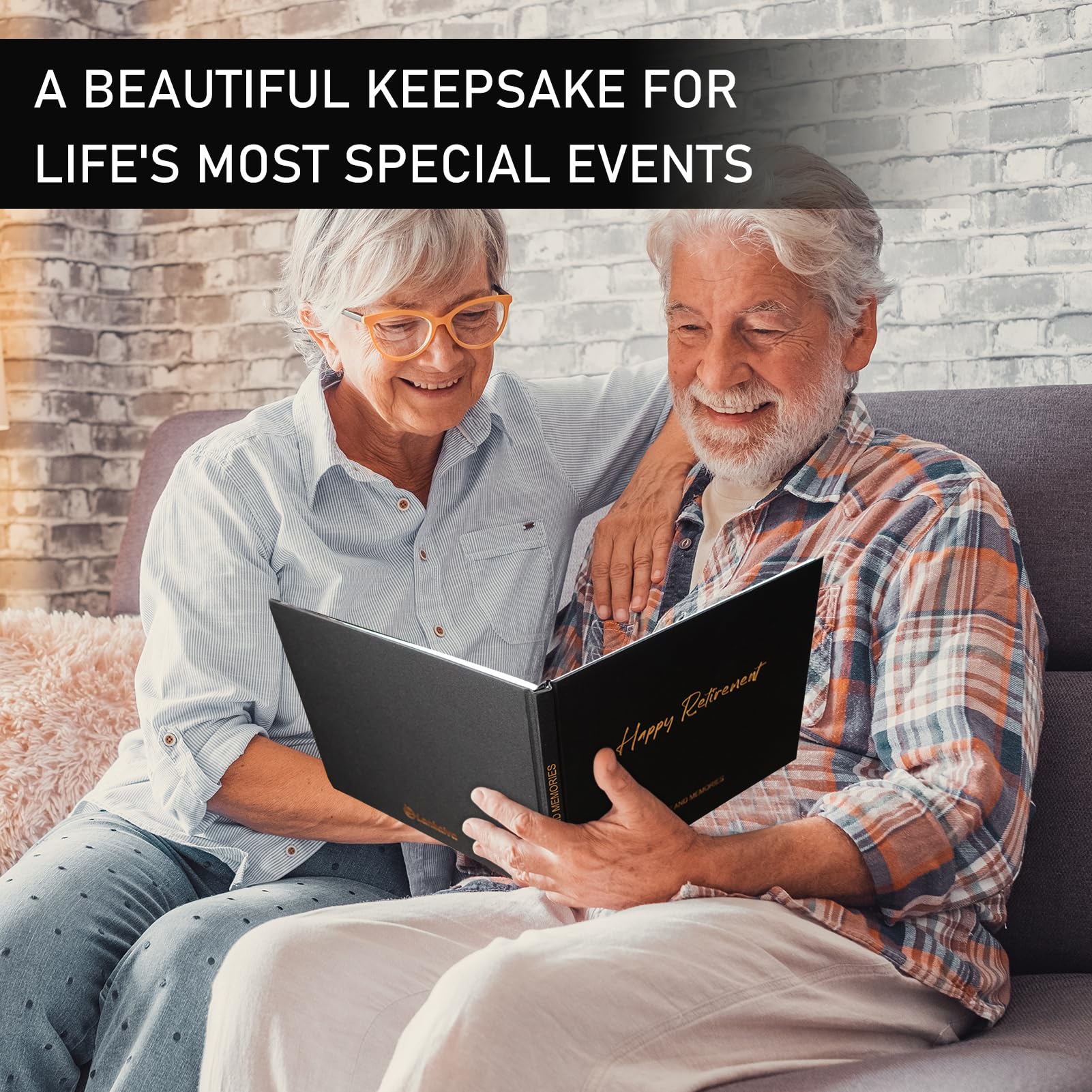 Lankaiva Happy Retirement Guest Book - Retirement Gift for Woman and Men - Congratulations Retirement Party Decorations for Colleague and Friend, Photo Retirement Book for Guest to Sign, Black