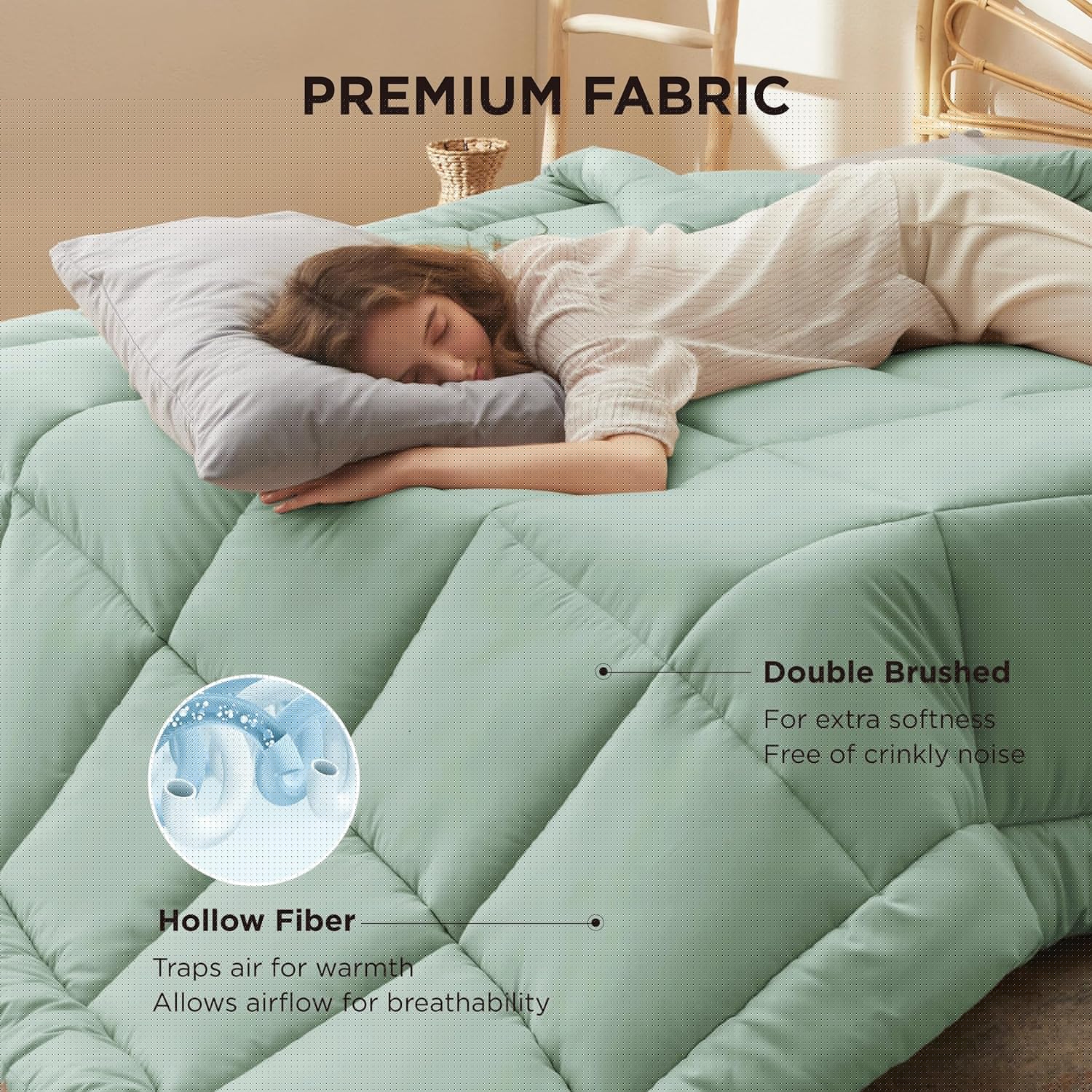 Bedsure Comforter Duvet Insert - All-Season Quilted Down Alternative Blanket, Sage Green, Full 86 x 82 Inches