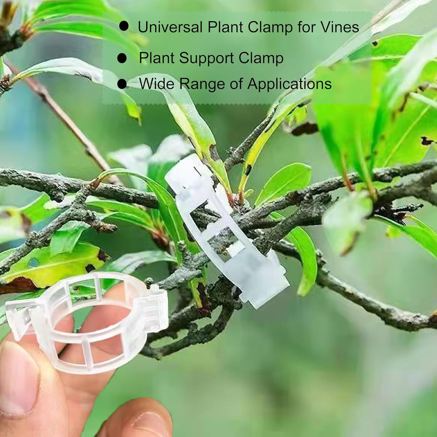 Skiennix 100 Pcs Plant Clips - Durable Adjustable Support for Climbing Plants, Tomatoes & Vegetables