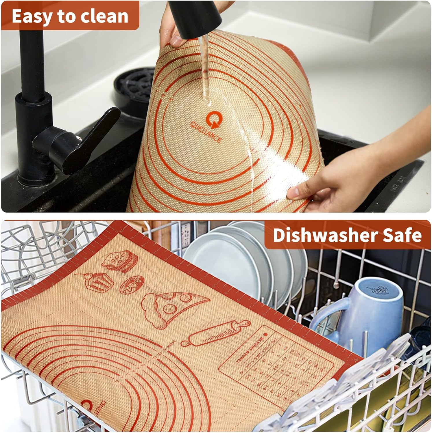 Skiennix Silicone Baking Pastry Dough Mat - 32x24 Inch Nonstick Rolling Sheet for Cookies & Bread