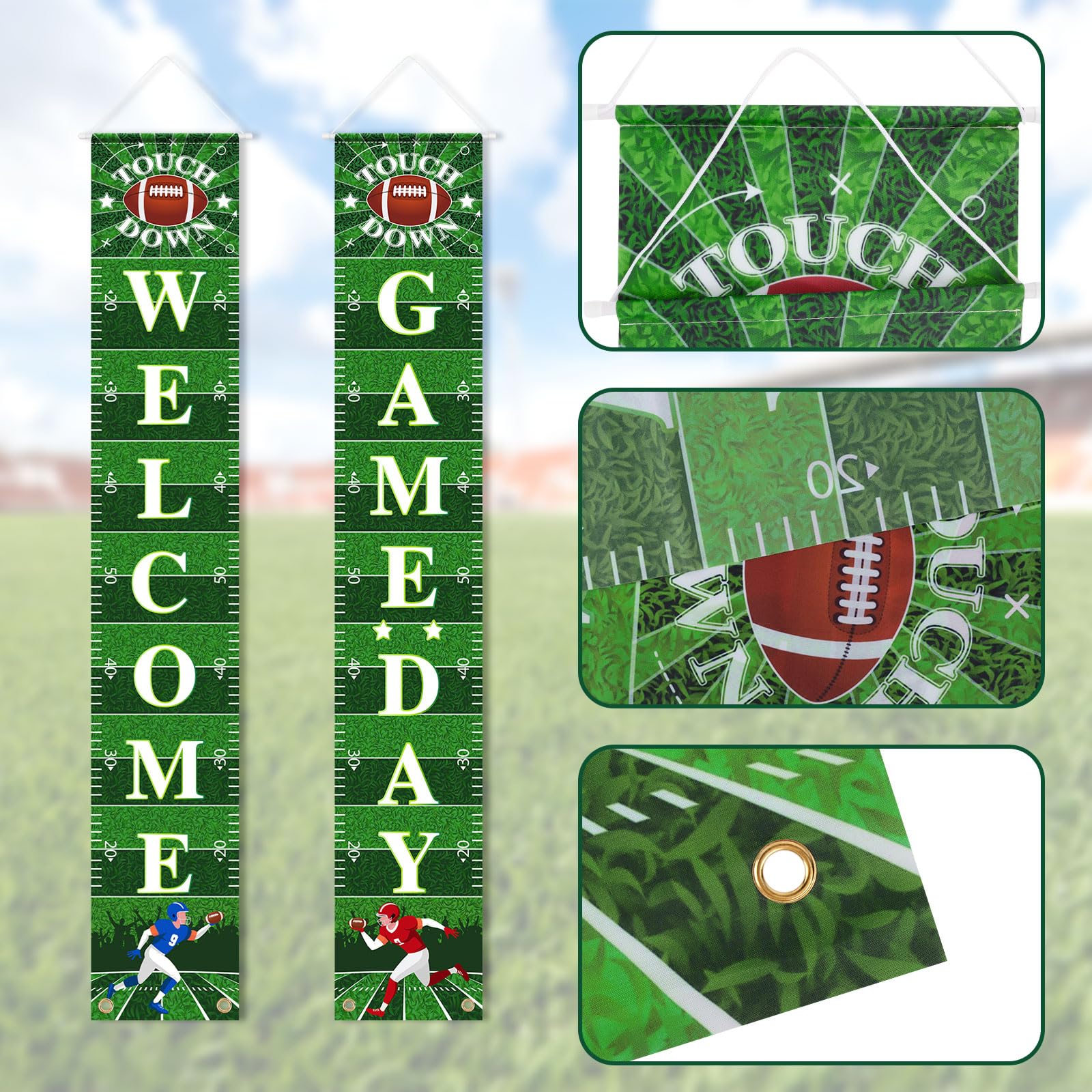 Football Porch Sign Banner Welcome Hanging Door Banner for Sport Theme Party Football Rugby Welcome Game Day Festival Party Decoration Supplies