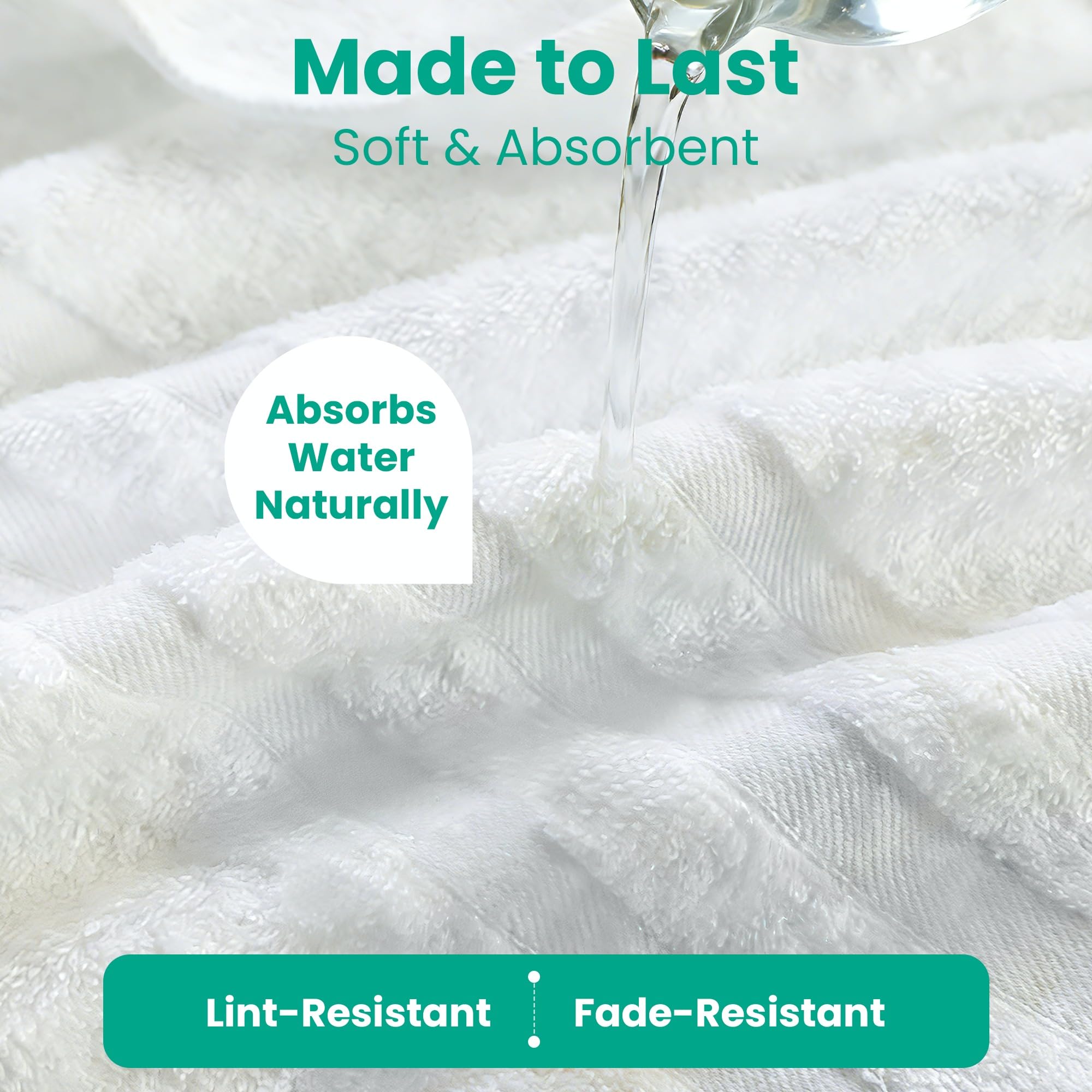Velqora Bath Towels 4 Pack, Large 30 x 60 Inches, 100% Cotton Towels, Balanced Weight, Soft and Absorbent for Bathroom, (White)