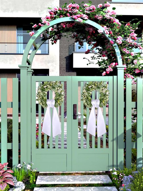 Green Leaves Wreaths by [Brand Name] - Elegant Front Door Decor | Set of 2 Outdoor Decorations