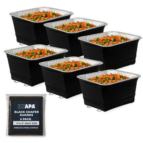 Ilyapa Chafer Wind Guard for Chafing Dishes for Buffet - 6 Pack Half Size Food Warmer Chafer Stand Cover, Keep Food Warm, Flame Retardant, Flexible, Works with all Major Chafing Pans