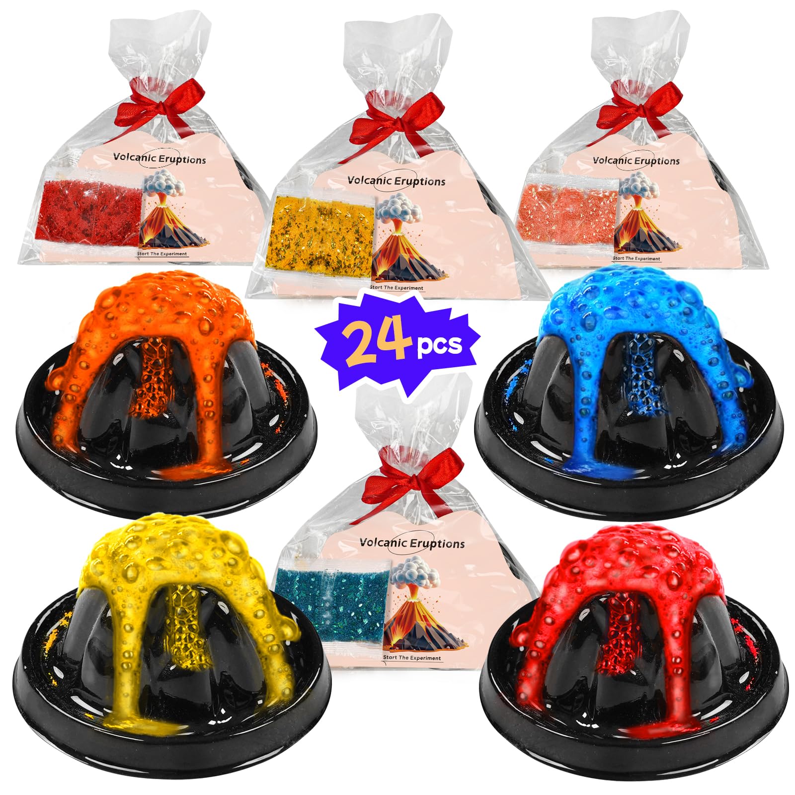 rifamee 24Pcs Volcano Eruption Science Kit Party Favor Experiments Gifts for 4-6 8-12 Age Boys and Girls Valentine's Day Christmas (Volcano 2, One Size)