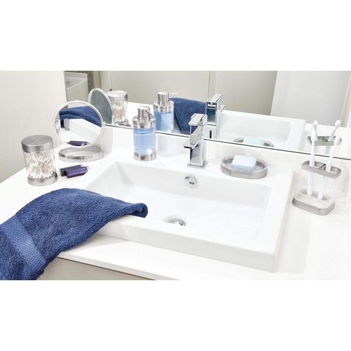 iDesign Haley Plastic Soap Saver, Dish Holder Tray for Bathroom Counter, Shower, Kitchen, Set of 1, Brushed