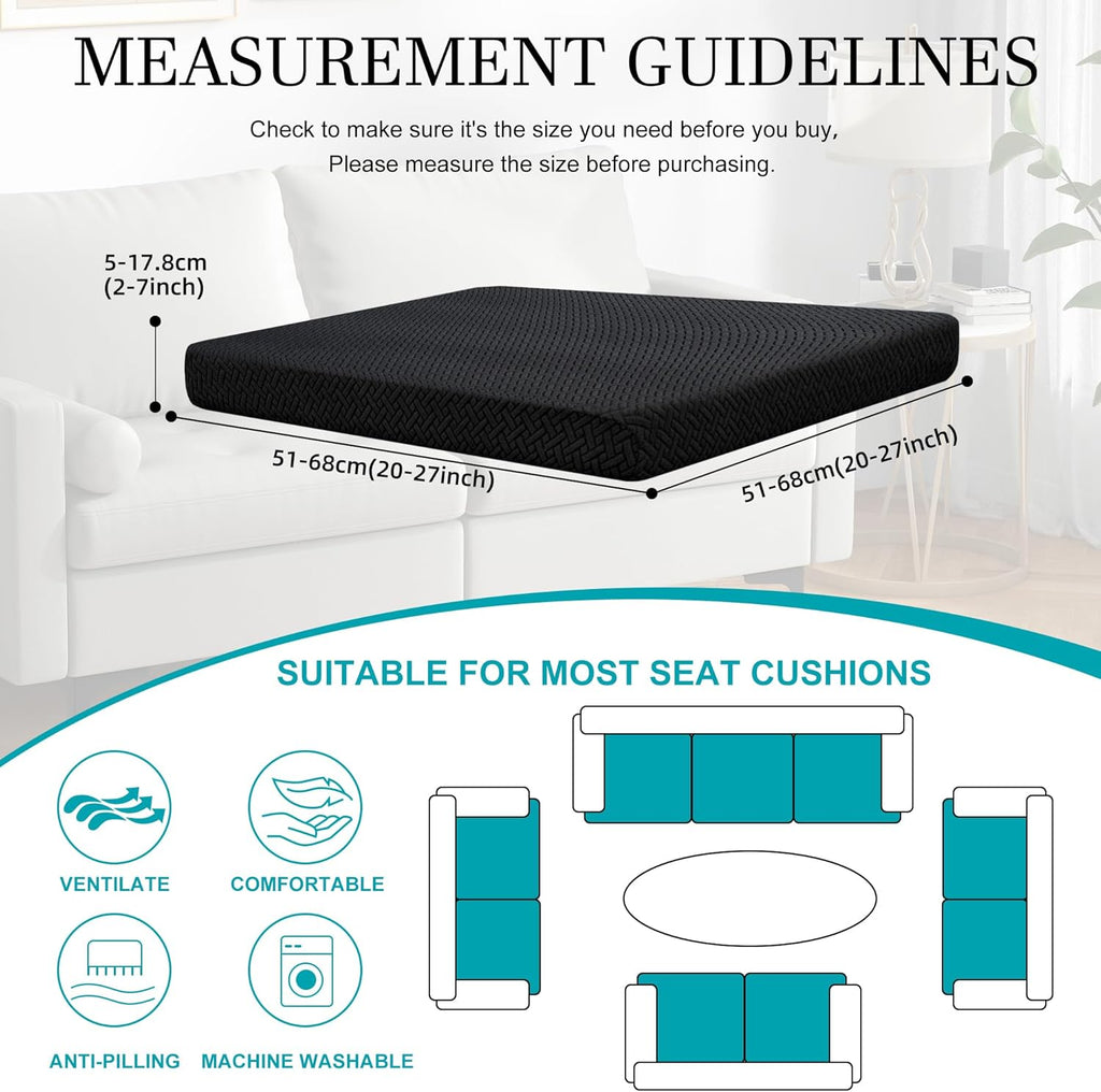 Skiennix 12-Piece Stretch Patio Cushion Covers - Washable & Reusable Outdoor Furniture Protectors | Black