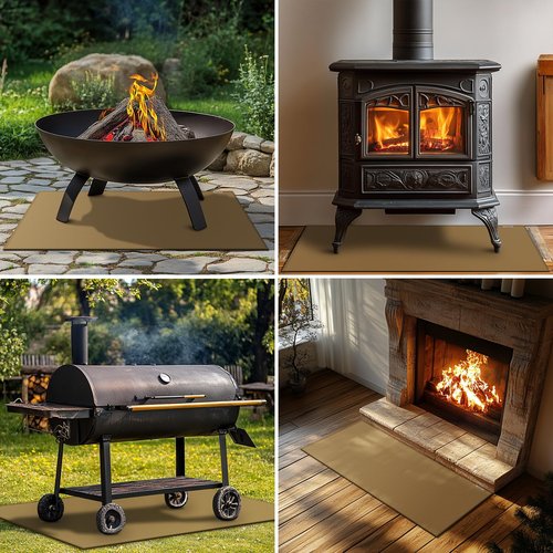 Hearth Rugs for Fireplaces Fire Resistant,42x24 inches Fireproof Fireplace Mat Hearth Area Rug, Fire Retardant Hearth Pad for Wood Stove Fireplace Brown