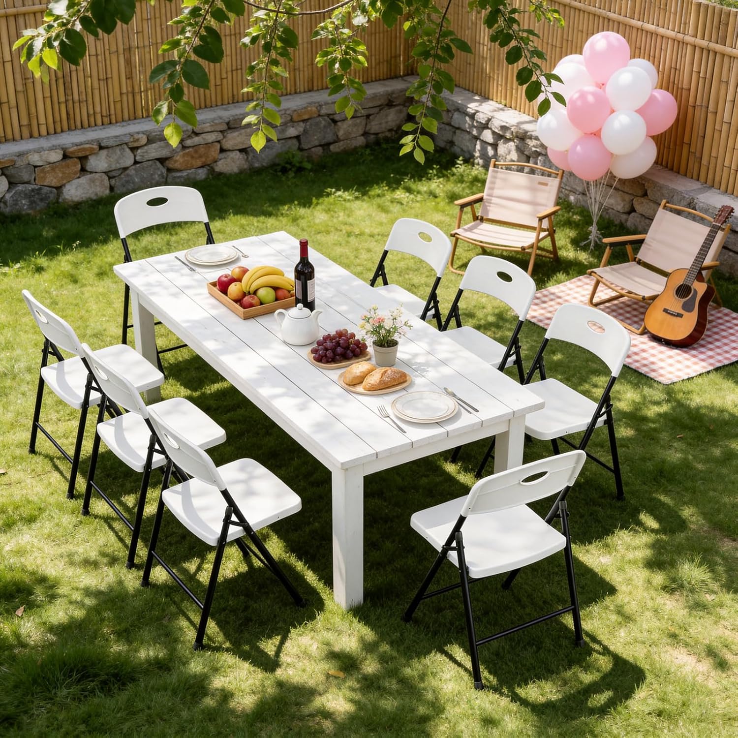 Plastic Folding Chairs 4-Pack - Sturdy Metal Design | Heavy-Duty 350 lbs Capacity for Indoor & Outdoor Use