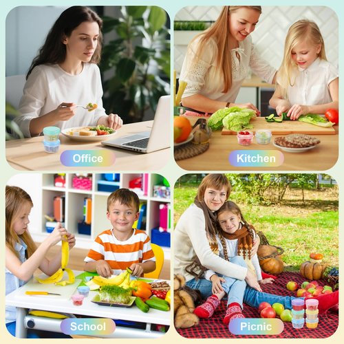 WiyPury Salad Dressing Containers, 6 Pack 2oz Plastic Food Storage Containers with Lids, Reusable Small Sauce Condiment Container to Go for Lunch Box, Leak-Proof, Dishwasher, Microwave & Freezer Safe