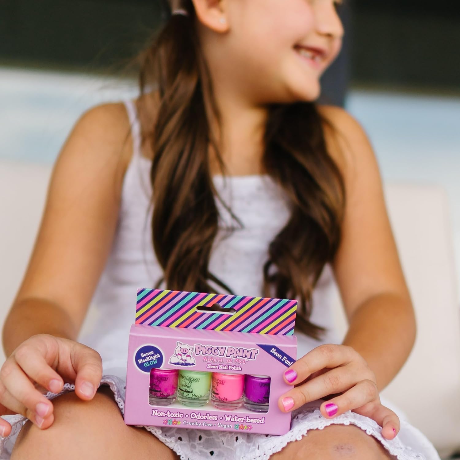 Piggy Paint Neon Polish Box Set - Includes Bonus Blacklight Glow Feature!