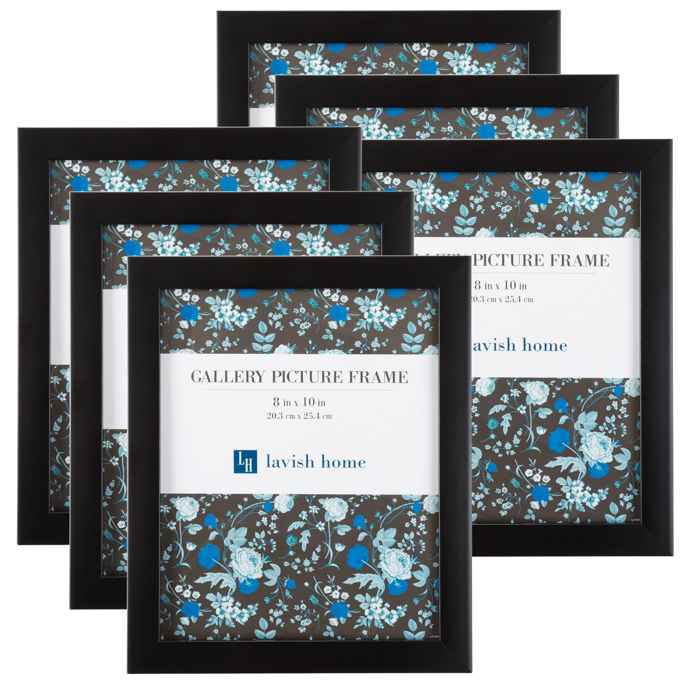 Set of 6 Picture Frames - 8x10 Photo Frame Set with Stand and Hooks for Gallery Wall or Family Portrait - Picture Wall Decor by Lavish Home (Black)
