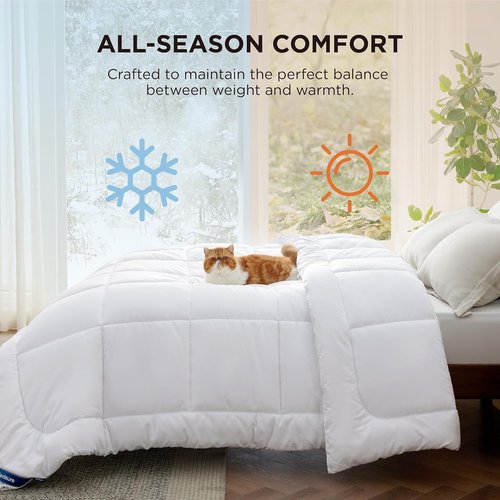Bedsure Comforter Duvet Insert - All-Season Quilted Queen Size Down Alternative Blanket, White 88 x 88 Inches