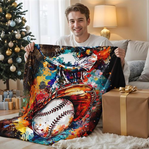 Kids Blankets for Boys Baseball Players Lovers, 50x40 Inches Soft Cozy Warm Baseball Themed Stuff Flannel Throw Gifts Sports Blanket for Couch Sofa Trip Camp