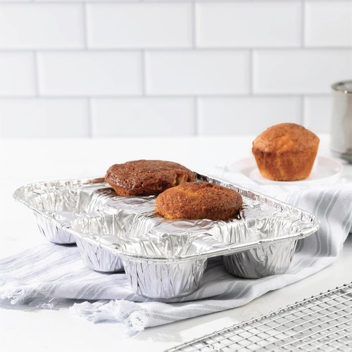 PLASTICPRO Aluminum Foil Muffin Pans Reusable and Disposable, Muffin & Pie foil Pan (20, 6 cavity XL)