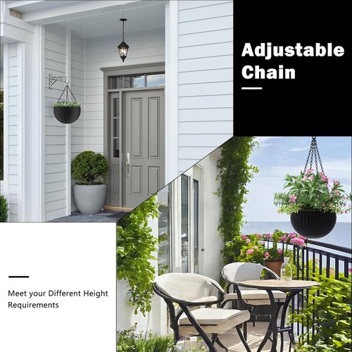 Garini 23-Inch Hanging Basket Chains - 3 Pack Plant Hangers with Hooks for Flower Pots & Lanterns | Black