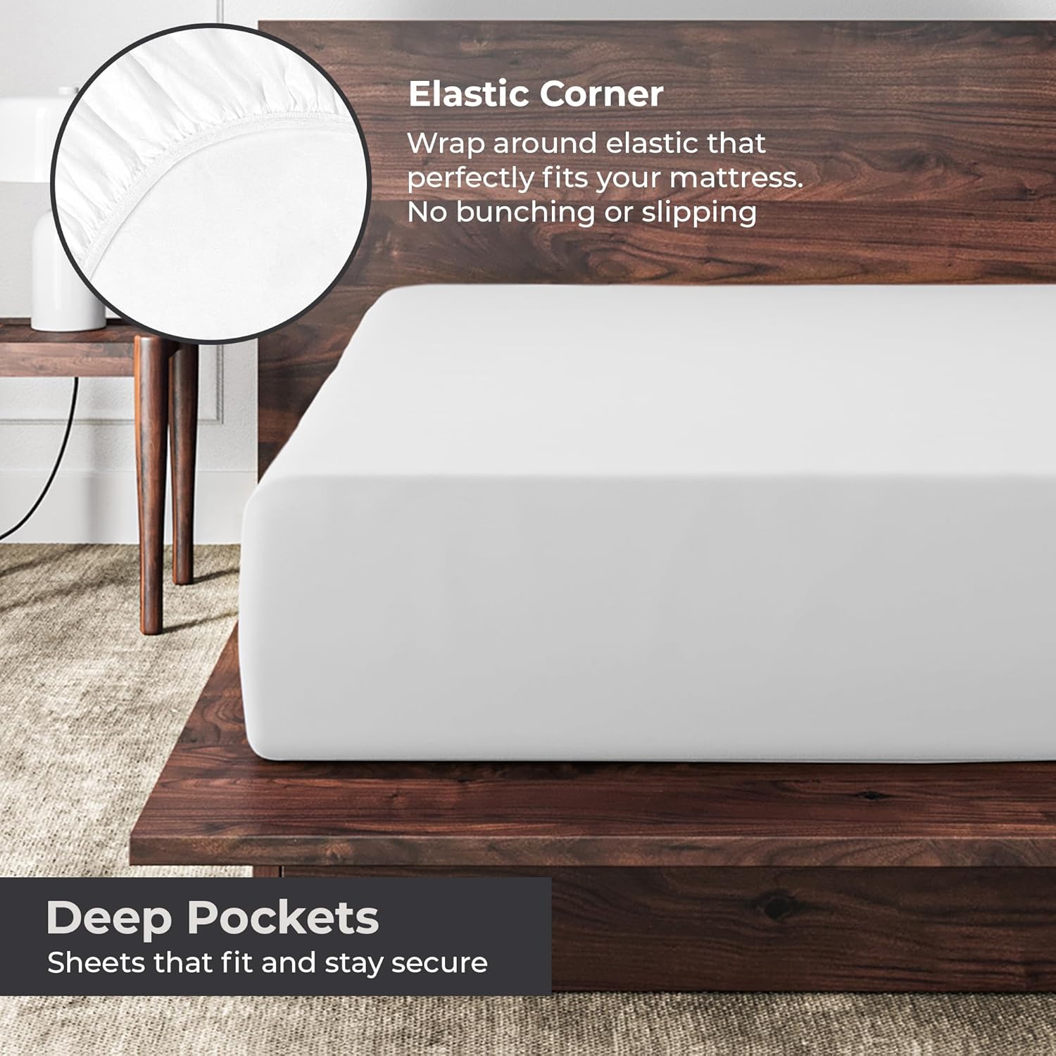 Sleepy Town King Size Bed Sheets - 4 Piece Set | Extra Soft, Cooling & Easy Care Brushed Microfiber (White)
