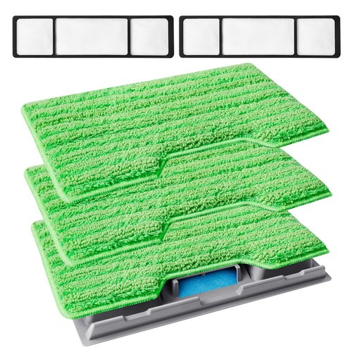 KEEPOW Reusable Mop Pads Refills, Mop Replacement Pads Compatible with Shark Vac Mop VM252 VM200 VC205 VM250 /QM250 VM190 VM200P12, Hardwood Floor Mop Pad with Upgraded Dirt Chamber (1+2+3 Pads)