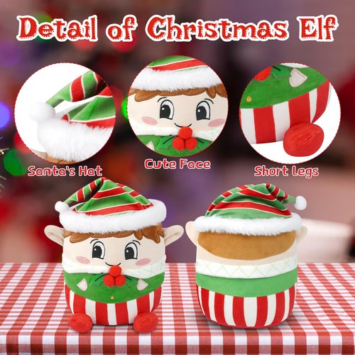 LSYDCARM Christmas Plush Pillow, 8 Inch Soft Christmas Elf Plush Stuffed Animal Toy, Cuddly Xmas Stuffed Plush Xmas Birthday Party Favor Gift for Boys Girls Office Home Decoration
