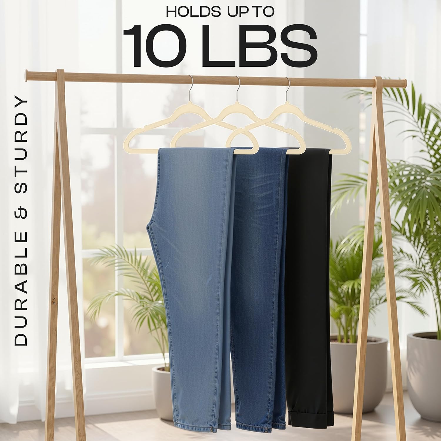 Utopia Home Velvet Hangers 50 Pack - Non-Slip Suit Hangers with 360° Rotatable Hook | Ivory