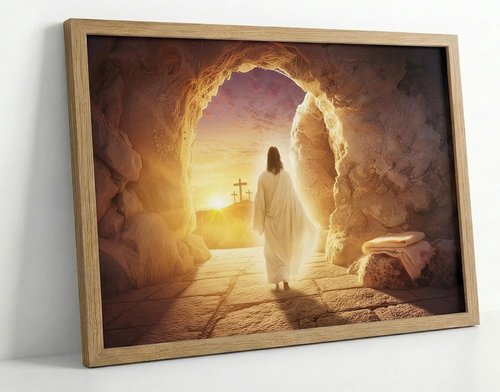 KYSNGMT Jesus Resurrection Wall Art - He Is Risen Canvas Print | Framed Easter Decor for Home & Church