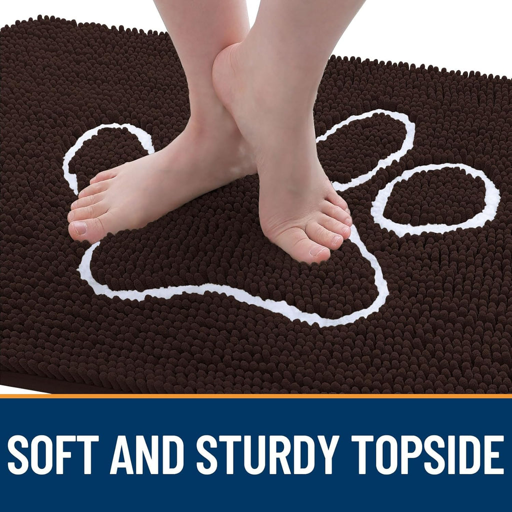 OLANLY Dog Door Mat - Absorbent Non-Slip Mud Mat for Paws | 47x24 Inches, Quick Dry Chenille, Brown