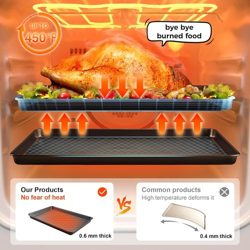 HONGBAKE Jelly Roll Pan - Non-Stick Baking Sheet with Diamond Texture | Heavy-Duty 15x10 Dark Gray