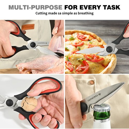 Kitchen Cooking Shears Heavy Duty Kitchen Scissor with, Detachable, All Purpose Scissors, Dishwasher Safe Scissors, Serrated Blades, Nutcracker and Bottle Opener function included (1 Pack)