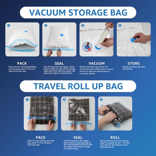 8 Jumbo Vacuum Storage Bags, Space Saver Bags, Vacuum Seal Bags with Hand Pump for Comforters, Blankets, Bedding, Pillows and Clothes