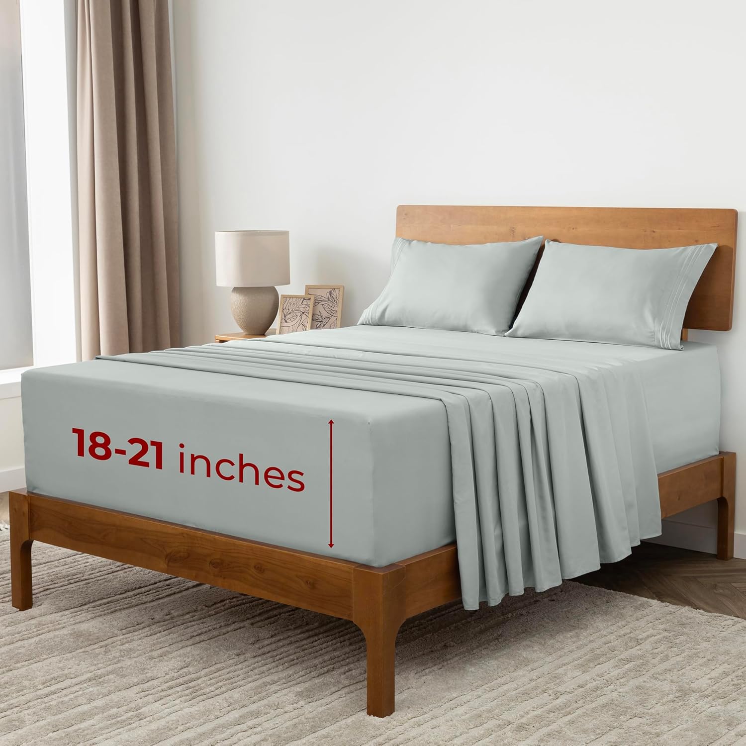 Mellanni Extra Deep California King Sheets - Hotel Luxury, Ultra Soft & Cooling Bedding | Spa Mint, 4 PC Set
