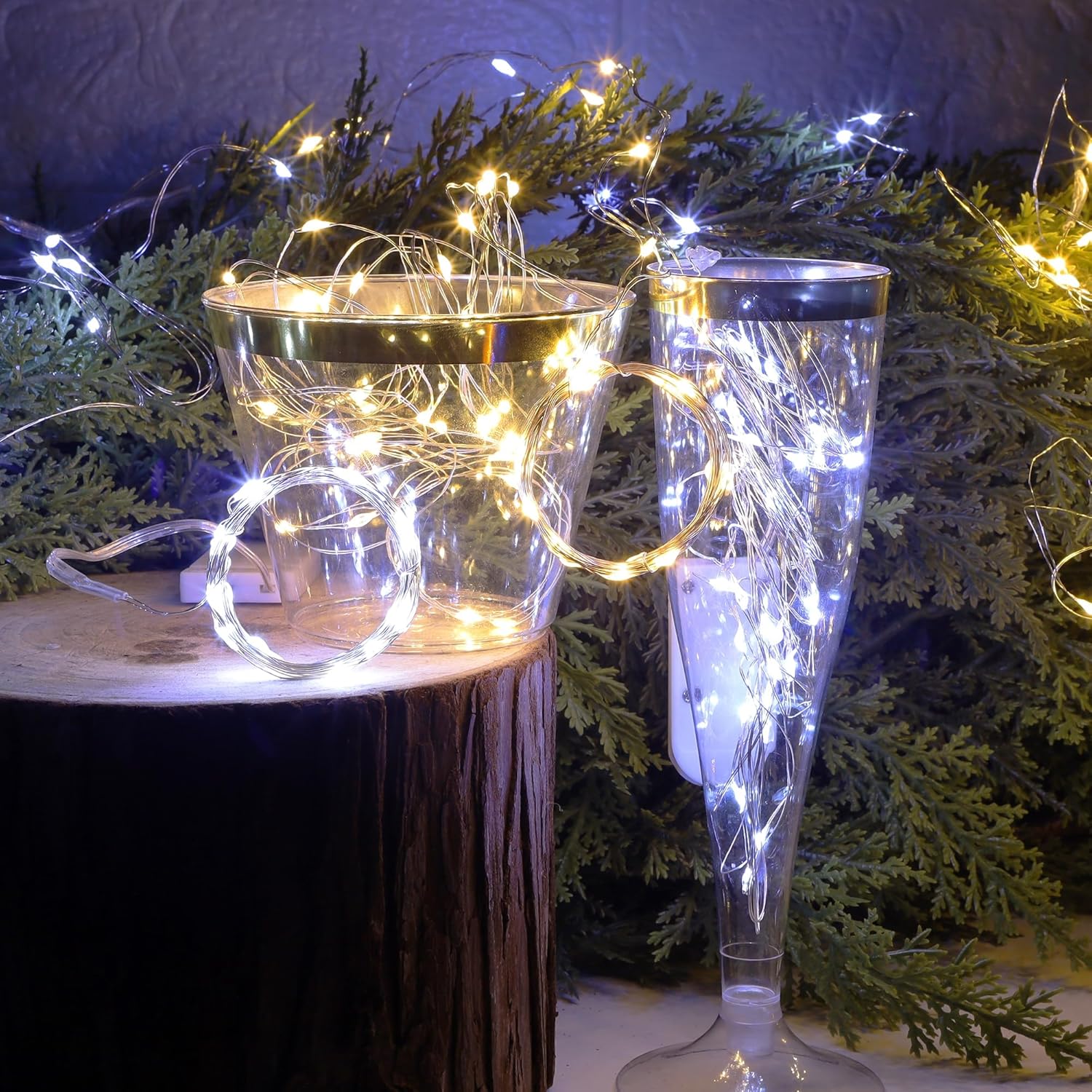 WATERGLIDE 12 Pack Fairy Lights - Battery Operated 20 LED Mini String Lights | Waterproof Silver Wire for Wedding & Party Decor