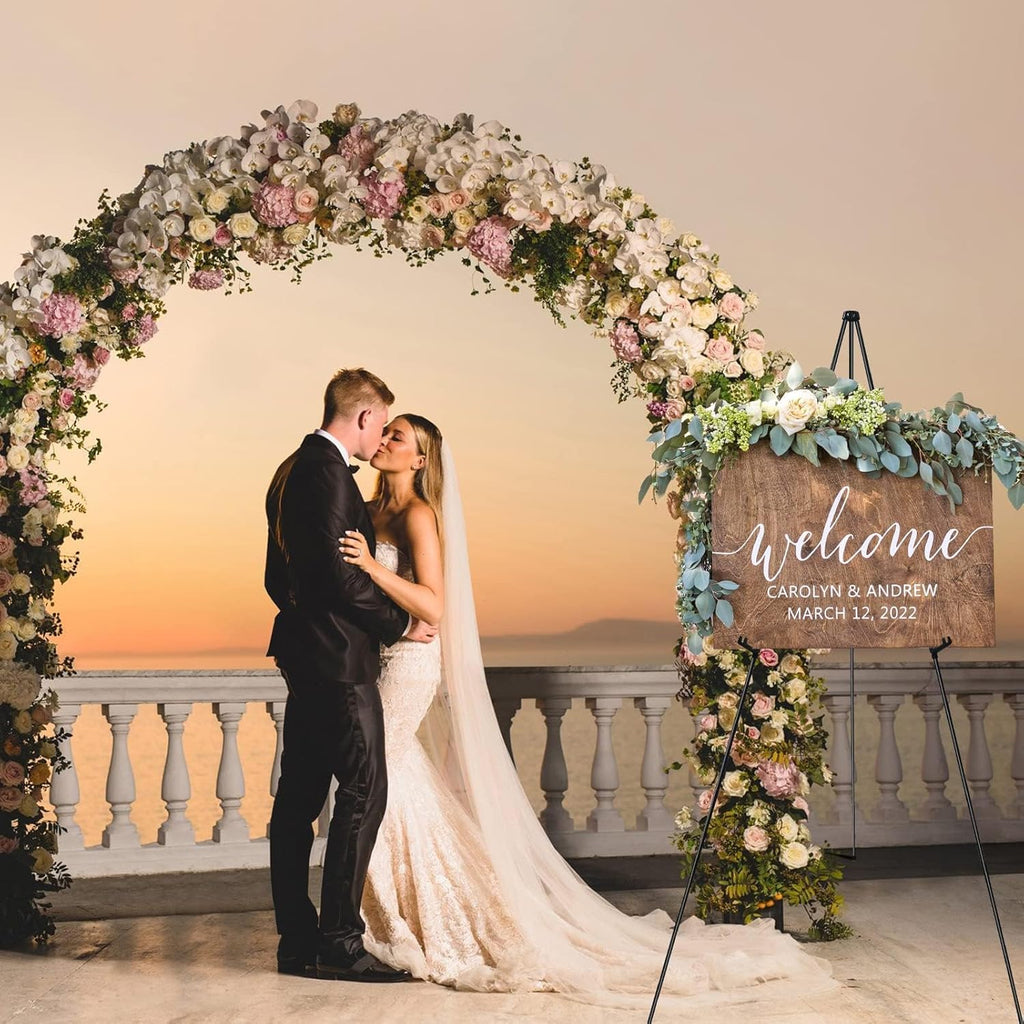 RRFTOK Easel Stand - 63'' Lightweight Portable Ground Easel for Wedding Signs & Posters | Metal Tripod with Carry Bag