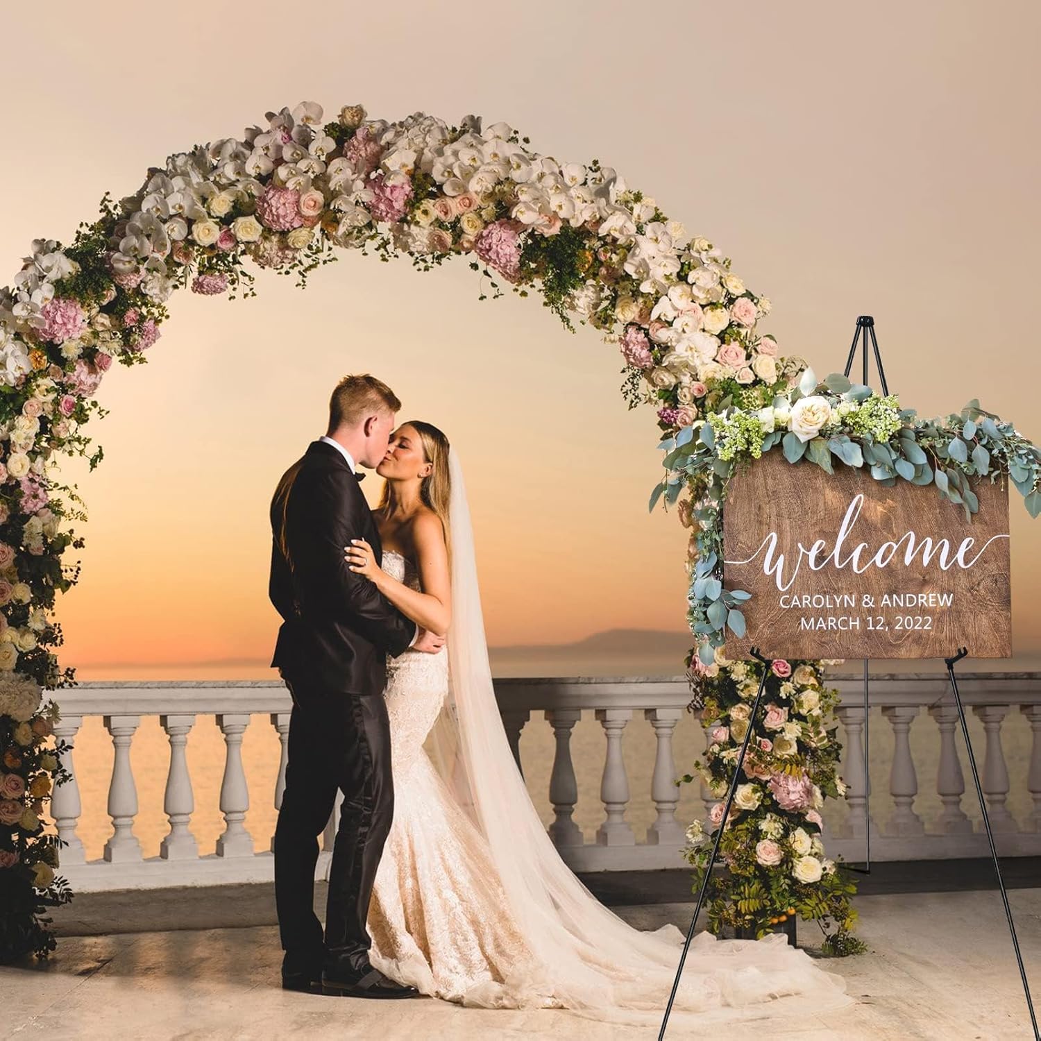 RRFTOK Easel Stand - 63'' Lightweight Portable Ground Easel for Wedding Signs & Posters | Metal Tripod with Carry Bag