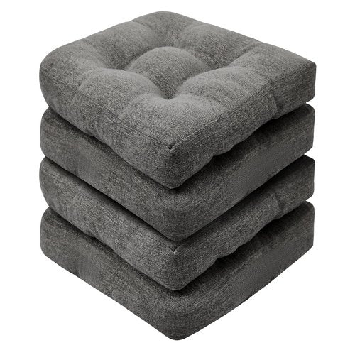 Basic Beyond Chair Cushions for Dining Chairs, Non-Slip Chair Pads, Thick Seat Cushions for Dining Room Chairs, Kitchen Chair Cushions Set of 4, 17" x 17" x 4", Dark Grey