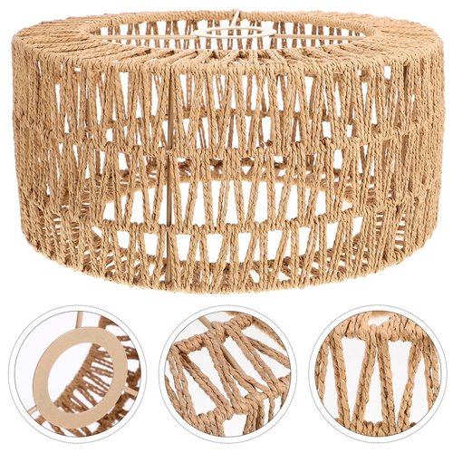 BESTOYARD Handwoven Straw Rope Lampshade, 12 x 6 Inch Rustic Rope Ceiling E27 Lampshade Woven Pendant Cover for Tea Room, Bar, Inn Decor