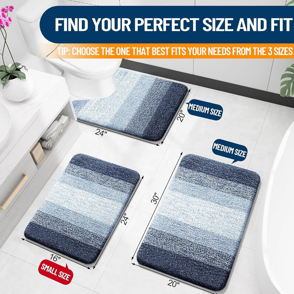 OLANLY Bathroom Rugs - Extra Soft Microfiber Mat, Quick-Dry & Machine Washable, 30x20, Navy Blue