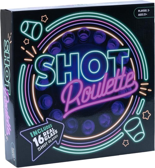 Endless Games Roulette Party Game - Spin the Wheel Challenge with Real Glass Mini Cups | Fun for 2+ Players