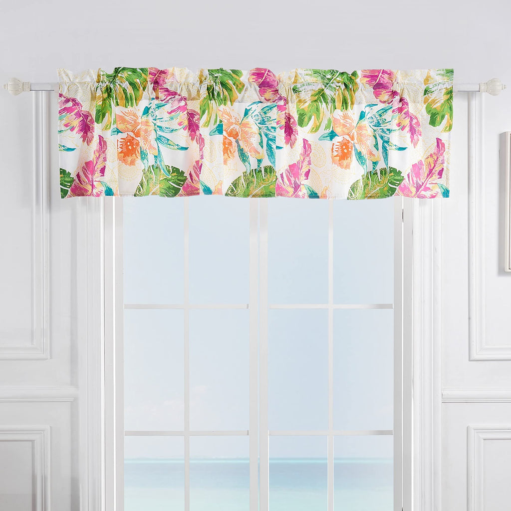 Greenland Home Tropics Window Valance, 84 x 16 inches, Coral