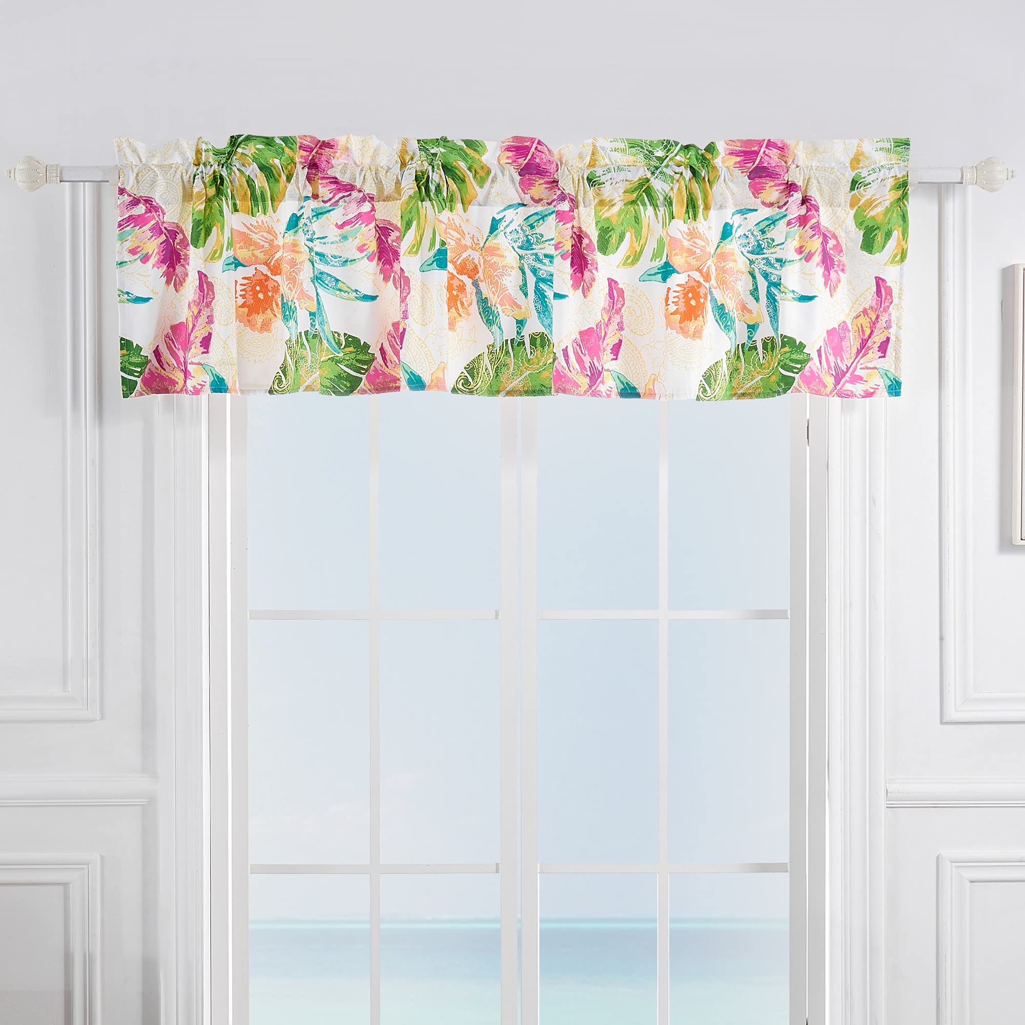 Greenland Home Tropics Window Valance, 84 x 16 inches, Coral