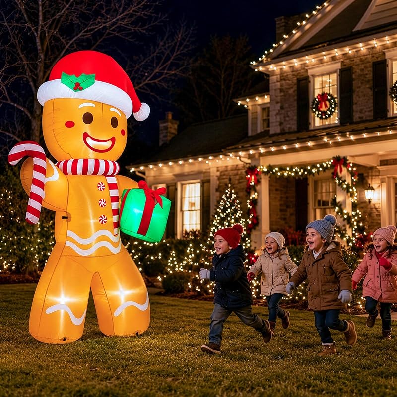 OurWarm 8FT Gingerbread Christmas Inflatable for Outdoor Yard — Variation: 8FT Gingerbread