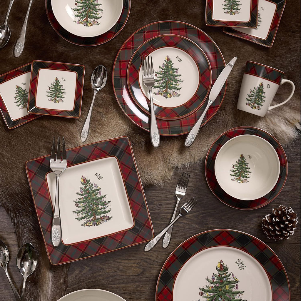 Spode – Christmas Tree – Christmas Tree Tartan Salad Plate - Set of 4