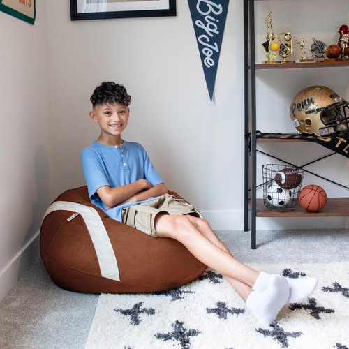 Big Joe Sports Ball Child-Sized Bean Bag Chair for Kids, Football Plush, Ultra-Soft Lightweight Polyester Blend, 2.5 Foot Refillable