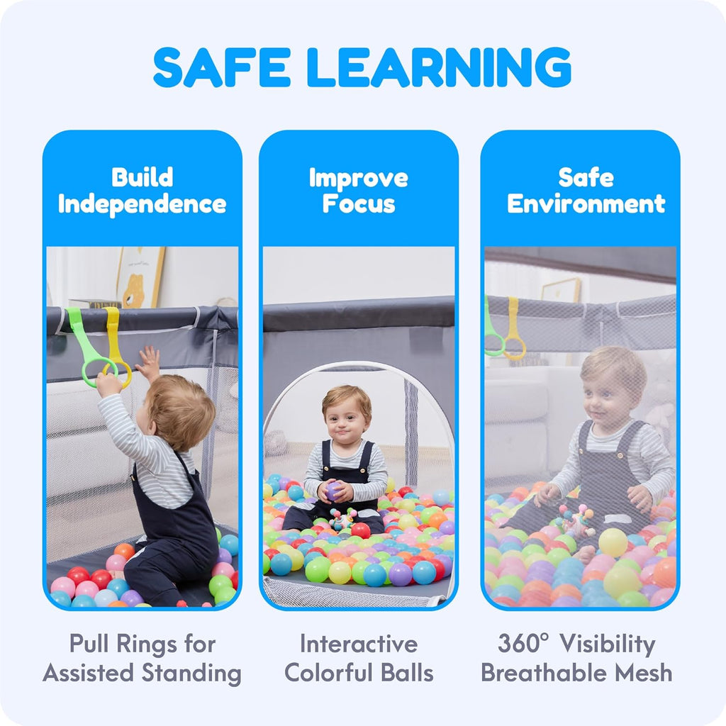 Orian Playpen - Large 50x74 Baby Play Yard | Sturdy Indoor/Outdoor Mesh Sides, Safe Play Area