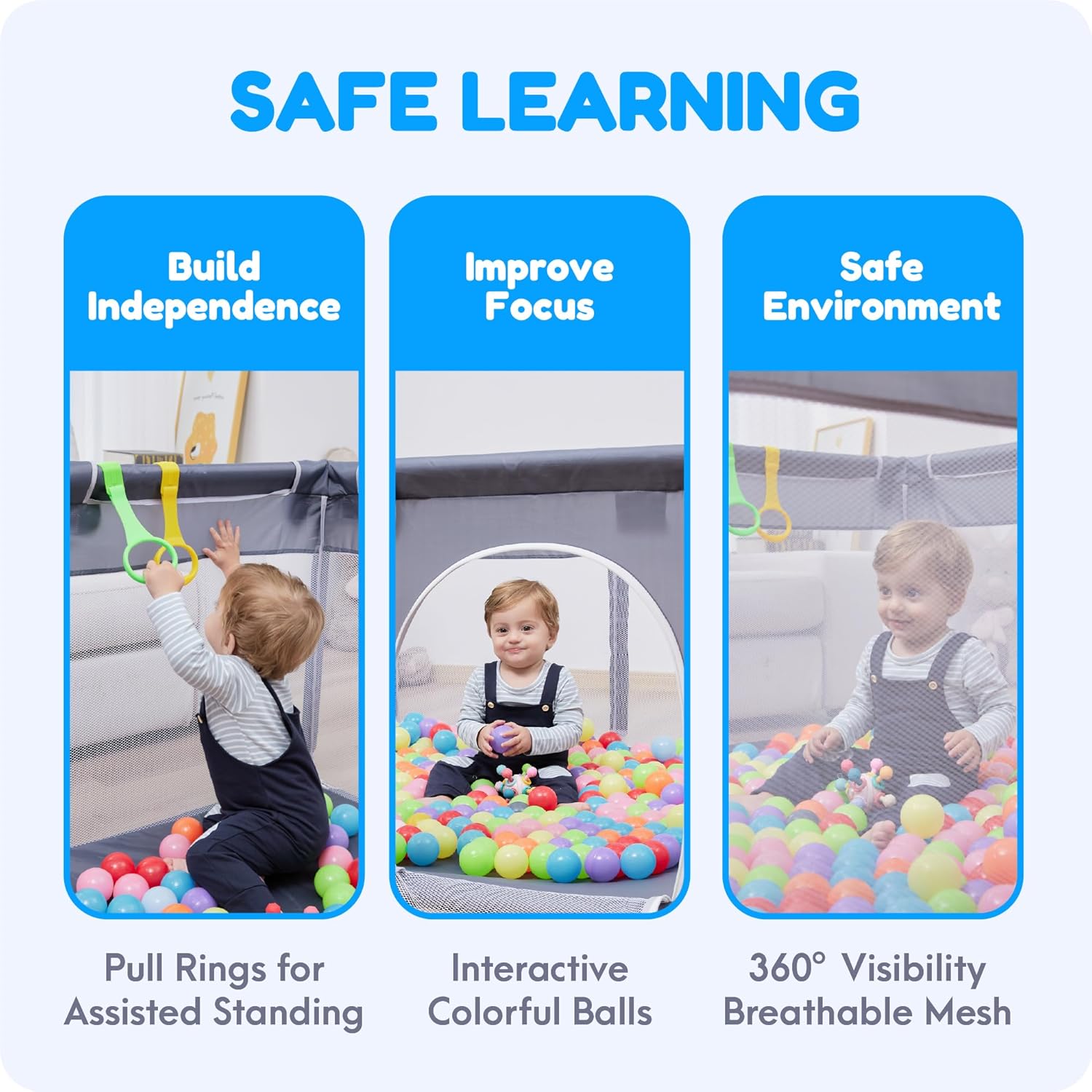 Orian Playpen - Large 50x74 Baby Play Yard | Sturdy Indoor/Outdoor Mesh Sides, Safe Play Area