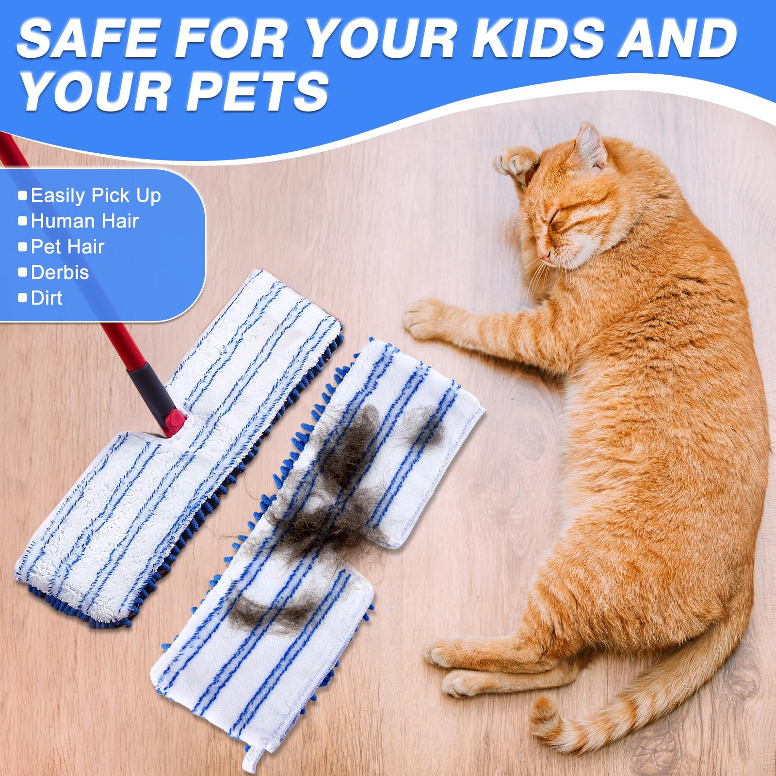3 Pack Mop Heads Replacements Compatible with O-Cedar Dual-Action Flip Mop, Double-Sided Microfiber Chenille Mop Refills for Dry Wet Use, Washable Reusable Floor Cleaning Pads