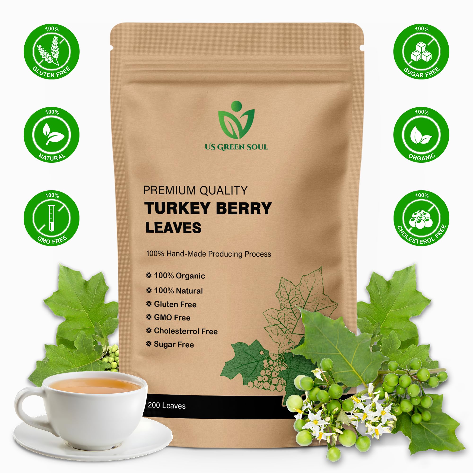 Turkey Berry Leaves - 100% Pure, Dried Organic Leaves for Cooking, Tea, and Herbal Remedies