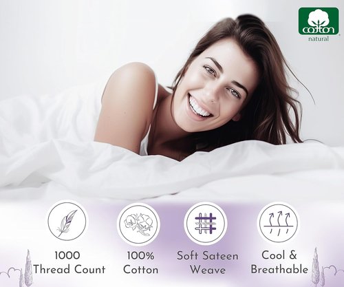 California Design Den Pillow Cases - Set of 2 Standard Size, 1000 Thread Count 100% Cotton, Soft & Durable - White