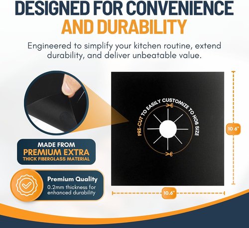 Linda’s Essentials Gas Stove Burner Covers - Extra Thick Non-Stick, Heat Resistant | 10 Pack for Easy Clean-Up