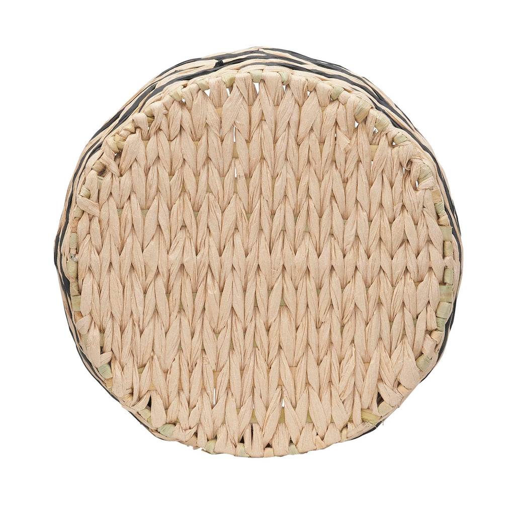 Household Essentials Cattail and Paper Zee Basket, Natural and Black