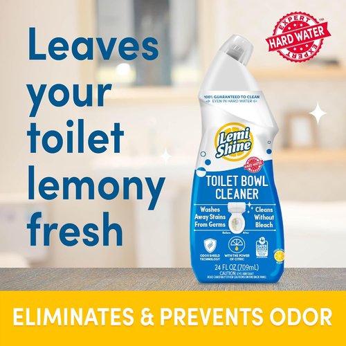 Lemi Shine Toilet Bowl Cleaner - Bleach-Free Formula for Tough Stains & Odor - 24 fl oz (6 Pack)